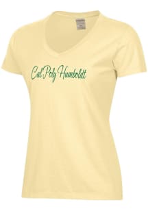 ComfortWash Cal Poly Humboldt Lumberjacks Womens Yellow Garment Dyed Short Sleeve T-Shirt