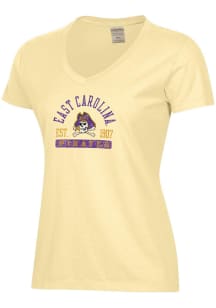 ComfortWash East Carolina Pirates Womens Yellow Garment Dyed Short Sleeve T-Shirt