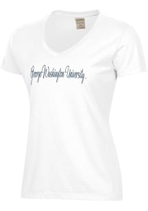 ComfortWash George Washington Revolutionaries Womens White Garment Dyed Short Sleeve T-Shirt