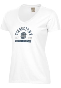 ComfortWash Georgetown Hoyas Womens White Garment Dyed Short Sleeve T-Shirt