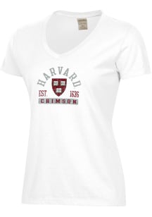 ComfortWash Harvard Crimson Womens White Garment Dyed Short Sleeve T-Shirt