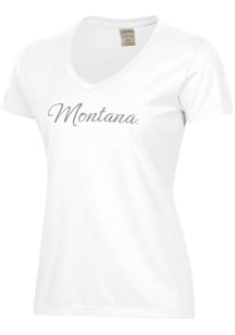 ComfortWash Montana Grizzlies Womens White Garment Dyed Short Sleeve T-Shirt