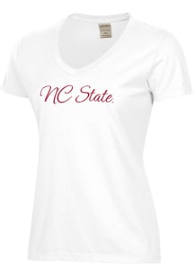 ComfortWash NC State Wolfpack Womens White Garment Dyed Short Sleeve T-Shirt