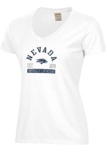 ComfortWash Nevada Wolf Pack Womens White Garment Dyed Short Sleeve T-Shirt