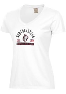 ComfortWash Northeastern Huskies Womens White Garment Dyed Short Sleeve T-Shirt