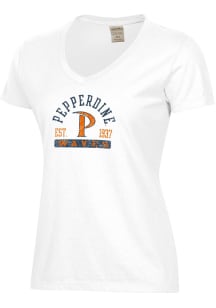 ComfortWash Pepperdine Waves Womens White Garment Dyed Short Sleeve T-Shirt