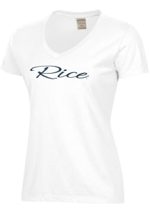 ComfortWash Rice Owls Womens White Garment Dyed Short Sleeve T-Shirt