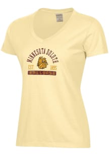 ComfortWash UMD Bulldogs Womens Yellow Garment Dyed Short Sleeve T-Shirt