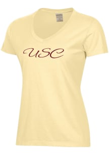 ComfortWash USC Trojans Womens Yellow Garment Dyed Short Sleeve T-Shirt