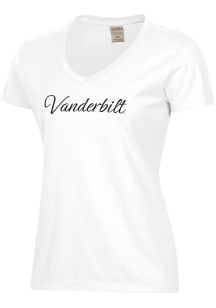 ComfortWash Vanderbilt Commodores Womens White Garment Dyed Short Sleeve T-Shirt