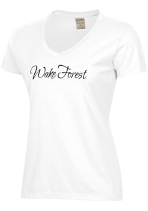 ComfortWash Wake Forest Demon Deacons Womens White Garment Dyed Short Sleeve T-Shirt