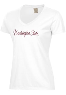 ComfortWash Washington State Cougars Womens White Garment Dyed Short Sleeve T-Shirt