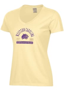 ComfortWash Western Carolina Womens Yellow Garment Dyed Short Sleeve T-Shirt