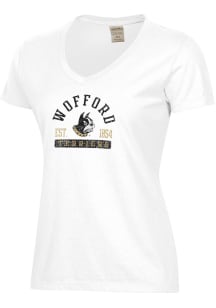 ComfortWash Wofford Terriers Womens White Garment Dyed Short Sleeve T-Shirt