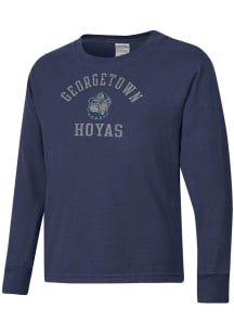 ComfortWash Georgetown Hoyas Youth Blue Garment Dyed Long Sleeve T-Shirt