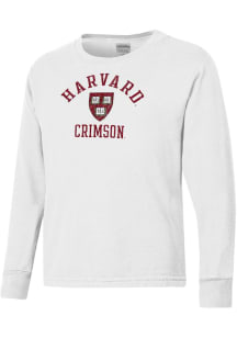 ComfortWash Harvard Crimson Youth White Garment Dyed Long Sleeve T-Shirt