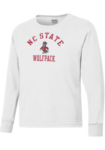 ComfortWash NC State Wolfpack Youth White Garment Dyed Long Sleeve T-Shirt