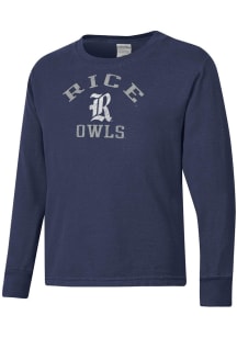 ComfortWash Rice Owls Youth Blue Garment Dyed Long Sleeve T-Shirt