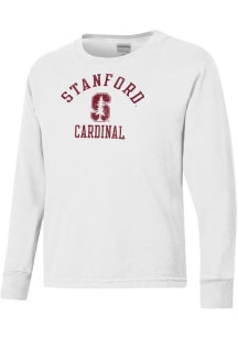 ComfortWash Stanford Cardinal Youth White Garment Dyed Long Sleeve T-Shirt