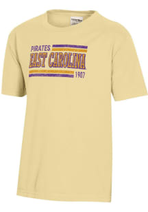 ComfortWash East Carolina Pirates Youth Yellow Garment Dyed Short Sleeve T-Shirt