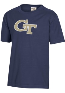 ComfortWash GA Tech Yellow Jackets Youth Blue Garment Dyed Short Sleeve T-Shirt