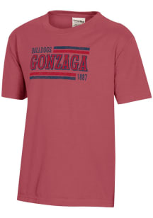 ComfortWash Gonzaga Bulldogs Youth Red Garment Dyed Short Sleeve T-Shirt