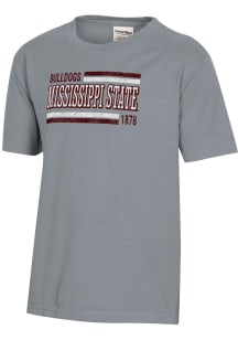 ComfortWash Mississippi State Bulldogs Youth Grey Garment Dyed Short Sleeve T-Shirt