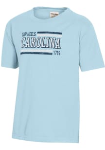ComfortWash North Carolina Tar Heels Youth Light Blue Faded Garment Dyed Short Sleeve T-Shirt