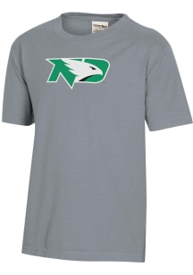 ComfortWash North Dakota Fighting Hawks Youth Grey Garment Dyed Short Sleeve T-Shirt