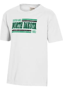 ComfortWash North Dakota Fighting Hawks Youth White Garment Dyed Short Sleeve T-Shirt