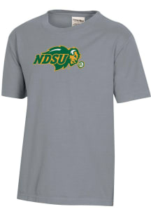 ComfortWash North Dakota State Bison Youth Grey Garment Dyed Short Sleeve T-Shirt