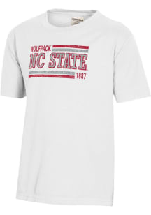 ComfortWash NC State Wolfpack Youth White Garment Dyed Short Sleeve T-Shirt