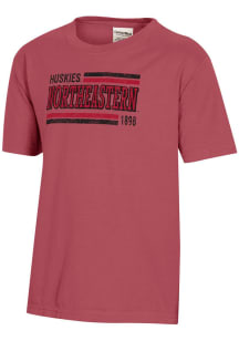 ComfortWash Northeastern Huskies Youth Red Garment Dyed Short Sleeve T-Shirt