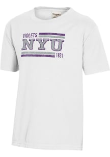 ComfortWash NYU Violets Youth White Garment Dyed Short Sleeve T-Shirt