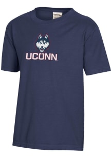 ComfortWash UConn Huskies Youth Blue Garment Dyed Short Sleeve T-Shirt