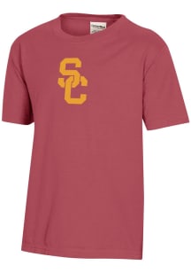 ComfortWash USC Trojans Youth Red Garment Dyed Short Sleeve T-Shirt