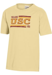 ComfortWash USC Trojans Youth Yellow Garment Dyed Short Sleeve T-Shirt