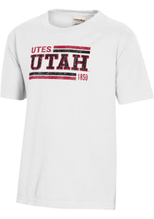 ComfortWash Utah Utes Youth White Garment Dyed Short Sleeve T-Shirt