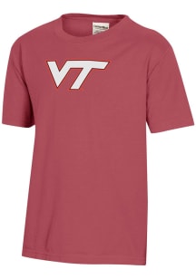 ComfortWash Virginia Tech Hokies Youth Red Garment Dyed Short Sleeve T-Shirt