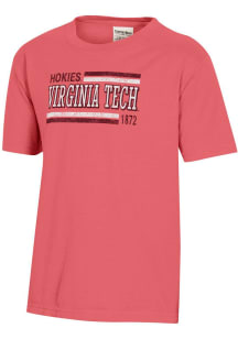 ComfortWash Virginia Tech Hokies Youth Pink Garment Dyed Short Sleeve T-Shirt