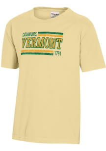ComfortWash Vermont Catamounts Youth Yellow Garment Dyed Short Sleeve T-Shirt