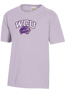 ComfortWash Western Carolina Youth Purple Garment Dyed Short Sleeve T-Shirt