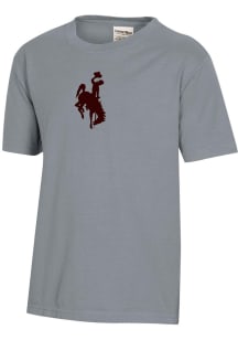 ComfortWash Wyoming Cowboys Youth Grey Garment Dyed Short Sleeve T-Shirt