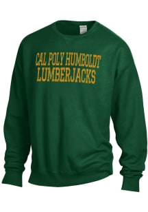 ComfortWash Cal Poly Humboldt Lumberjacks Mens Green Garment Dyed Long Sleeve Crew Sweatshirt