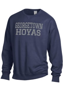 ComfortWash Georgetown Hoyas Mens Blue Garment Dyed Long Sleeve Crew Sweatshirt