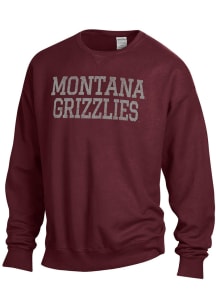 ComfortWash Montana Grizzlies Mens Red Garment Dyed Long Sleeve Crew Sweatshirt