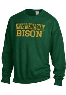 ComfortWash North Dakota State Bison Mens Green Garment Dyed Long Sleeve Crew Sweatshirt