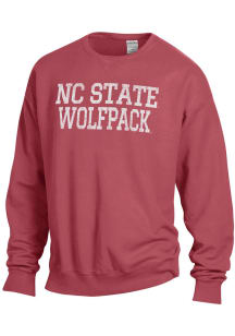 ComfortWash NC State Wolfpack Mens Red Garment Dyed Long Sleeve Crew Sweatshirt