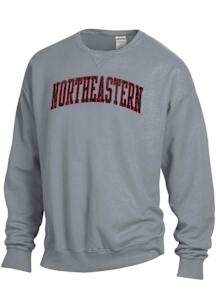 ComfortWash Northeastern Huskies Mens Charcoal Garment Dyed Long Sleeve Crew Sweatshirt
