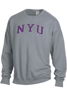 ComfortWash NYU Violets Mens Grey Garment Dyed Long Sleeve Crew Sweatshirt